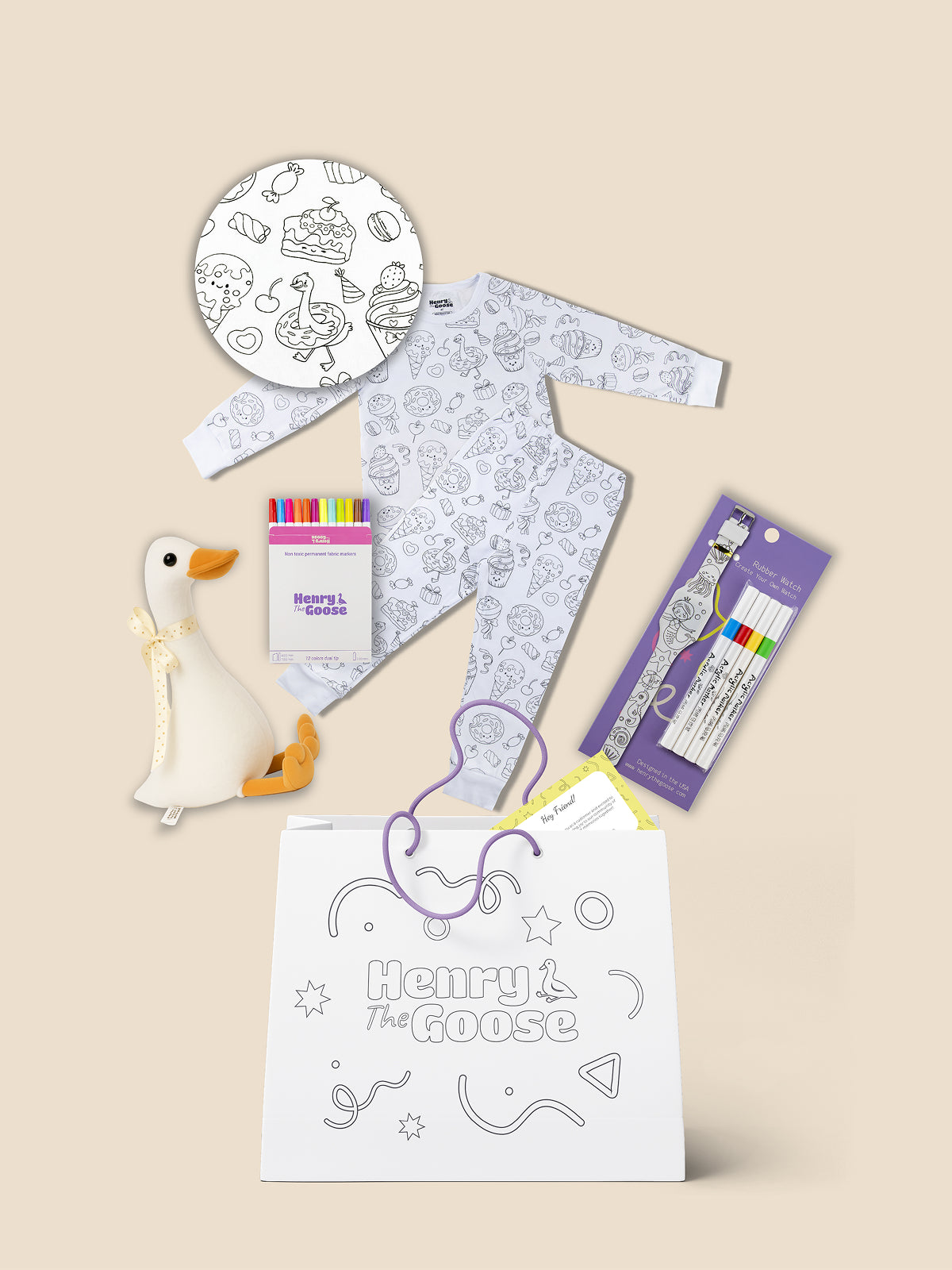 Coloring Pajama + Toy + Coloring watch Bundle