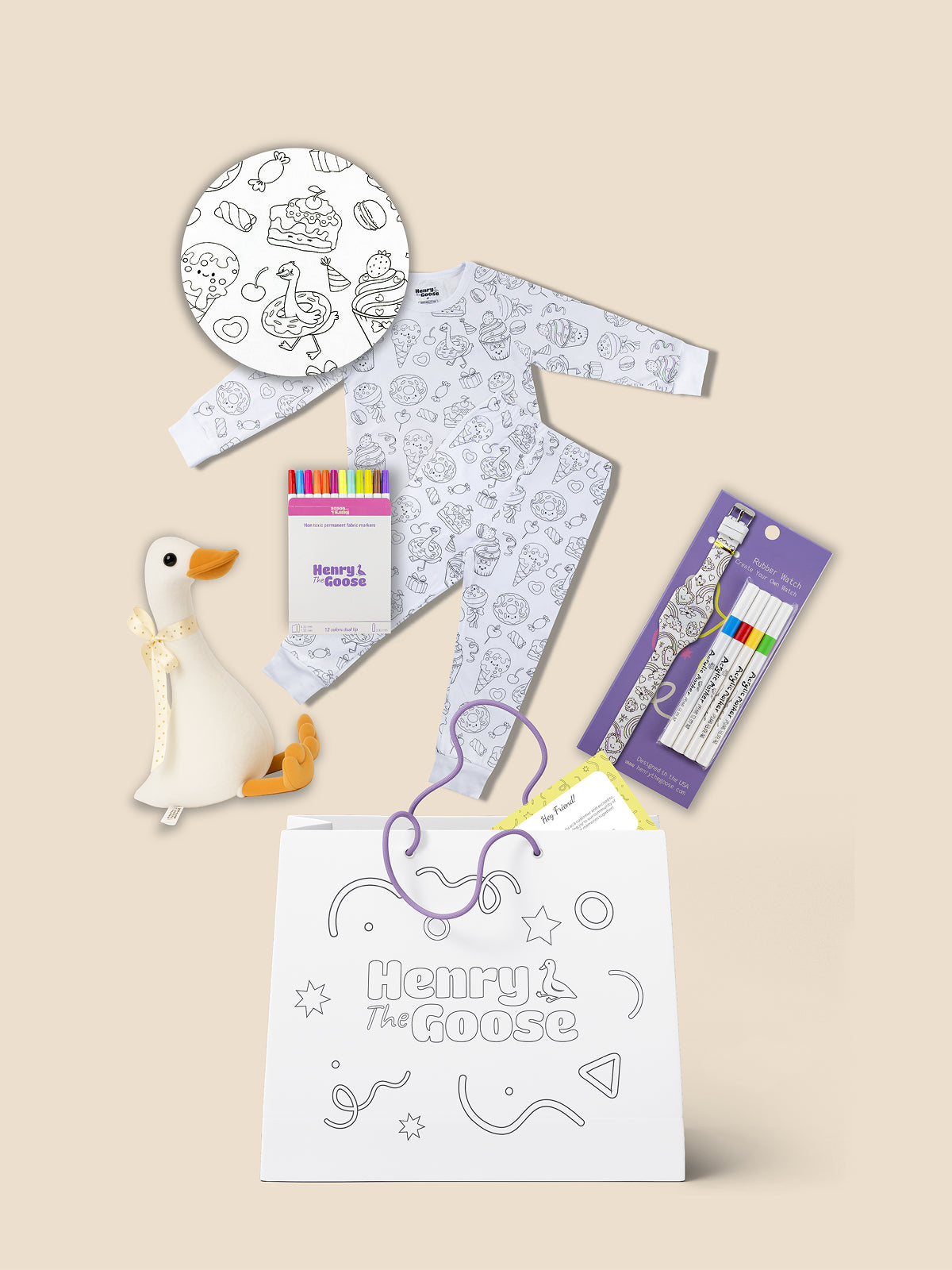 Coloring Pajama + Toy + Coloring watch Bundle