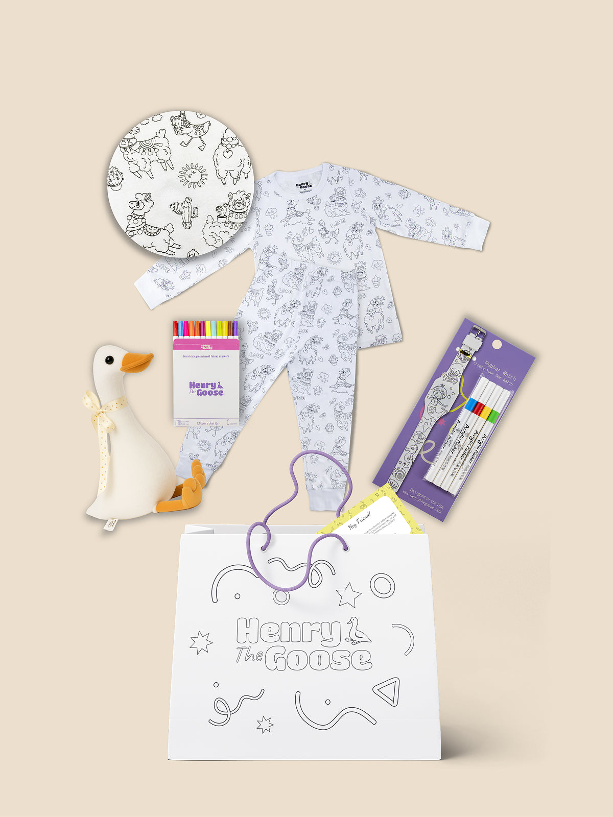 Coloring Pajama + Toy + Coloring watch Bundle
