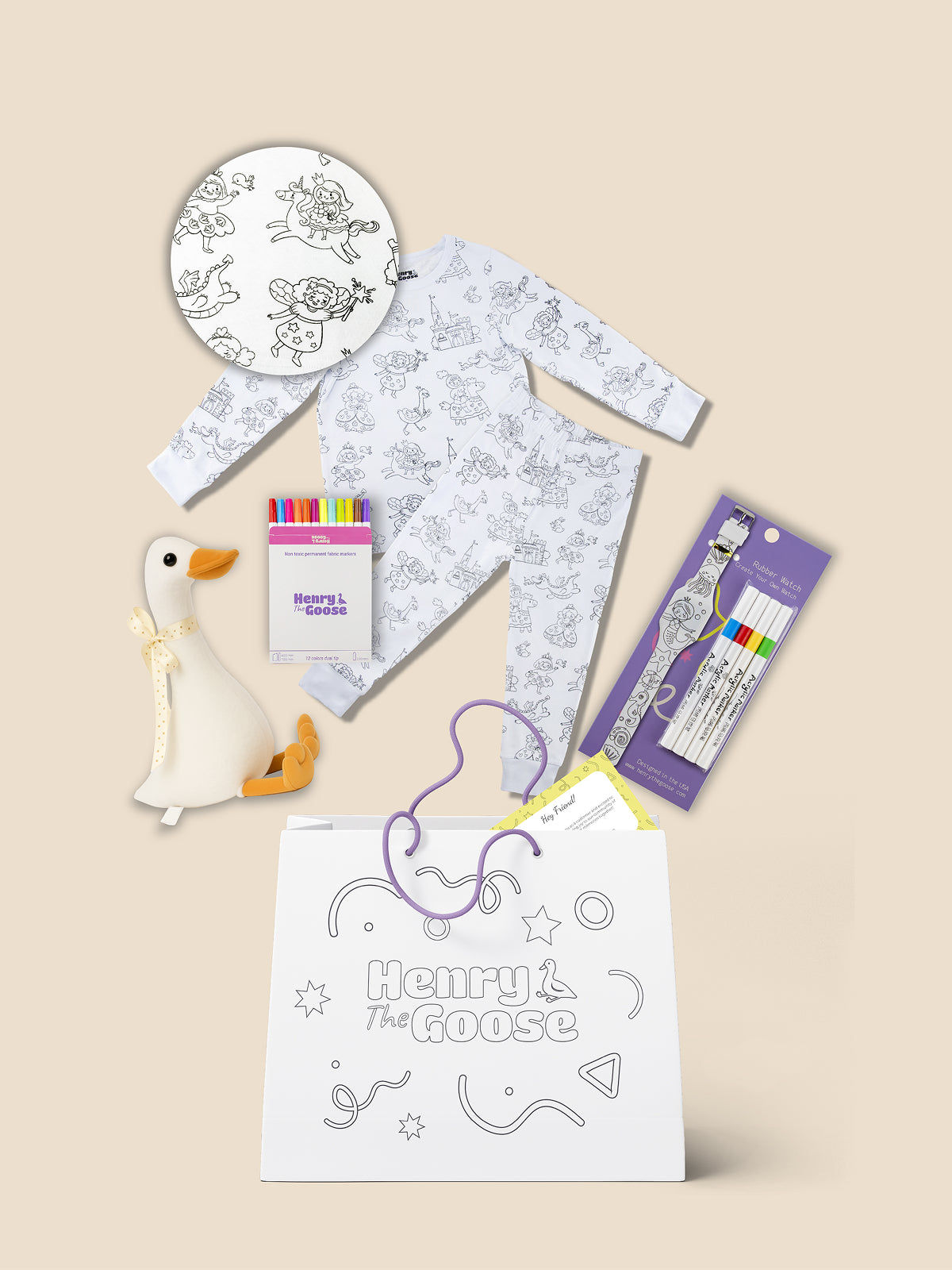 Coloring Pajama + Toy + Coloring watch Bundle