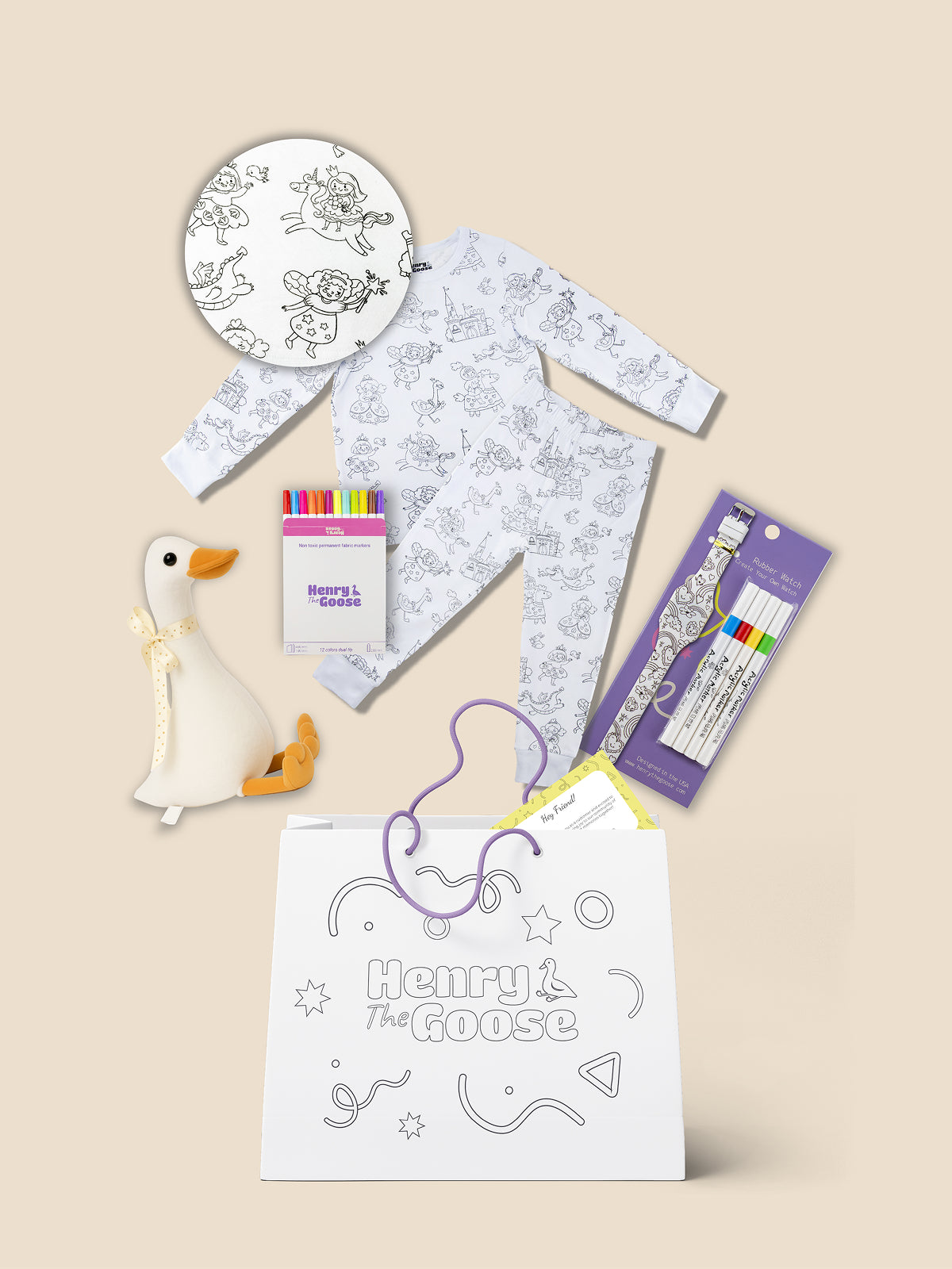 Coloring Pajama + Toy + Coloring watch Bundle