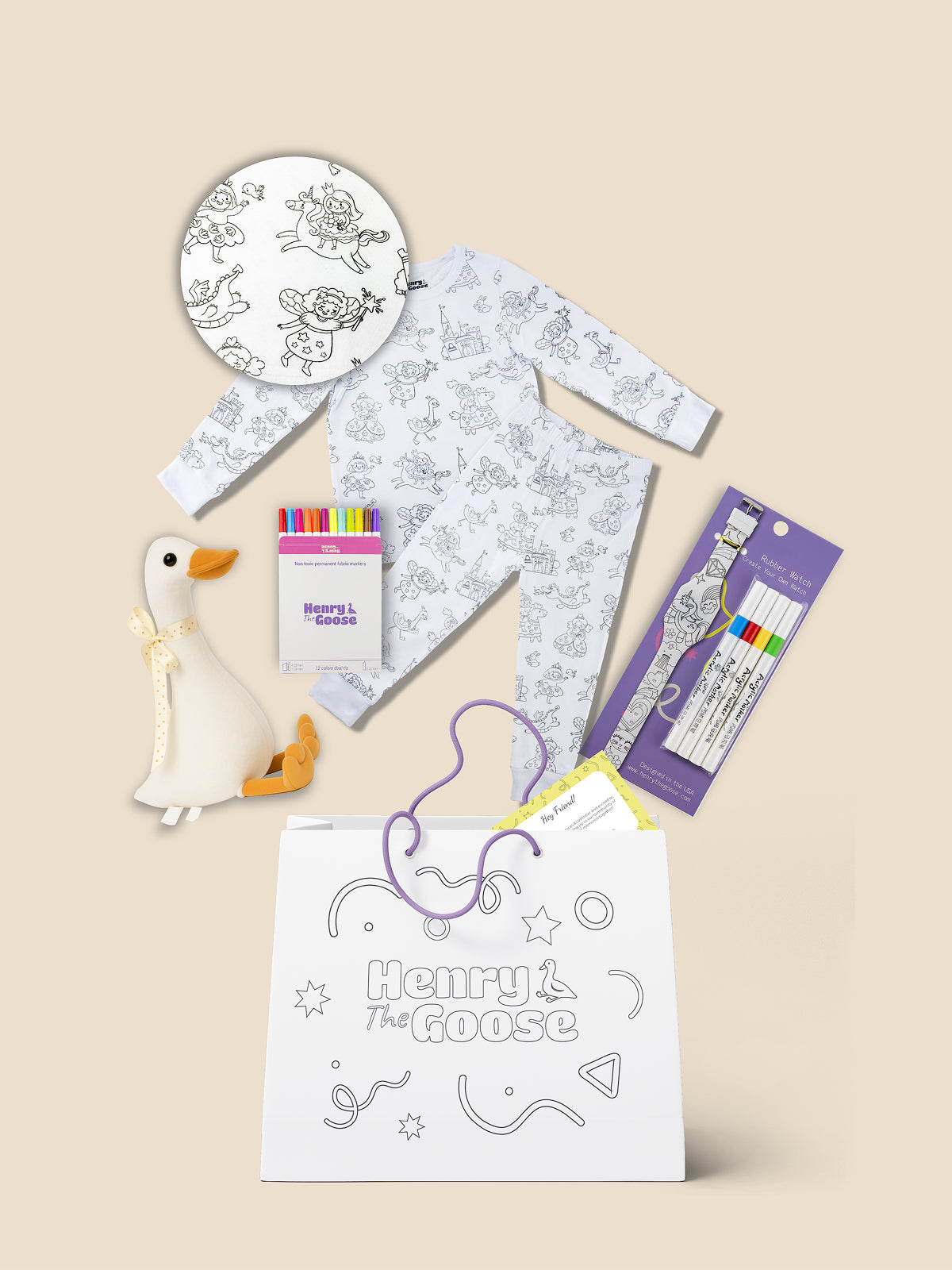 Coloring Pajama + Toy + Coloring watch Bundle