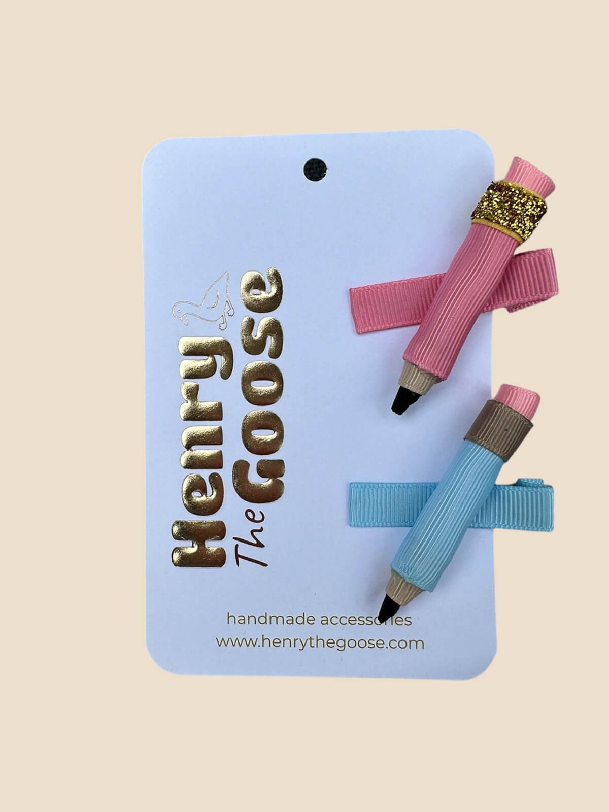 Little Writer Hairclips, pink & blue