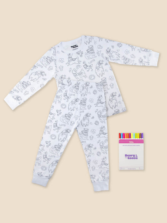 Lama Coloring Pajama Set