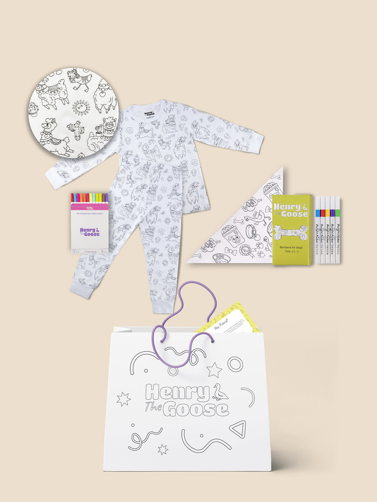 Coloring Pajama + Coloring Dog Bandana