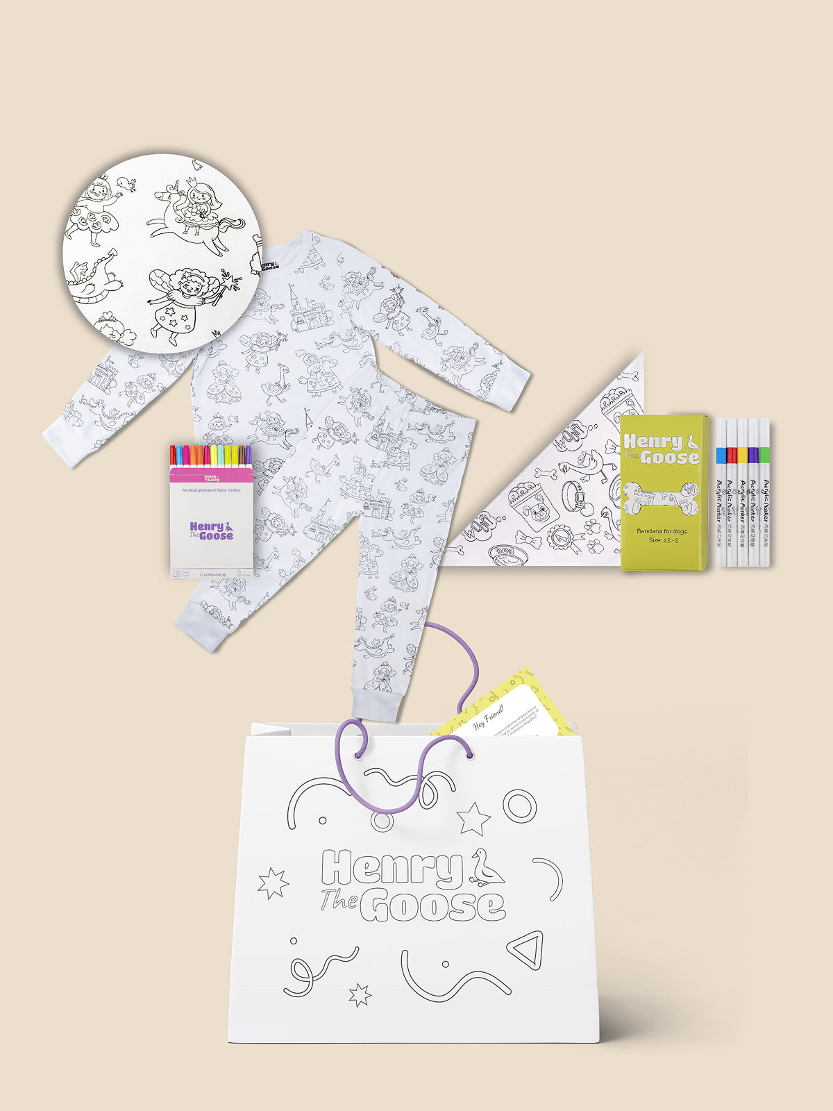 Coloring Pajama + Coloring Dog Bandana